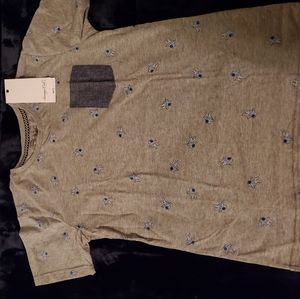 Boys Grey Short Sleeve T with Blue Denim Pocket